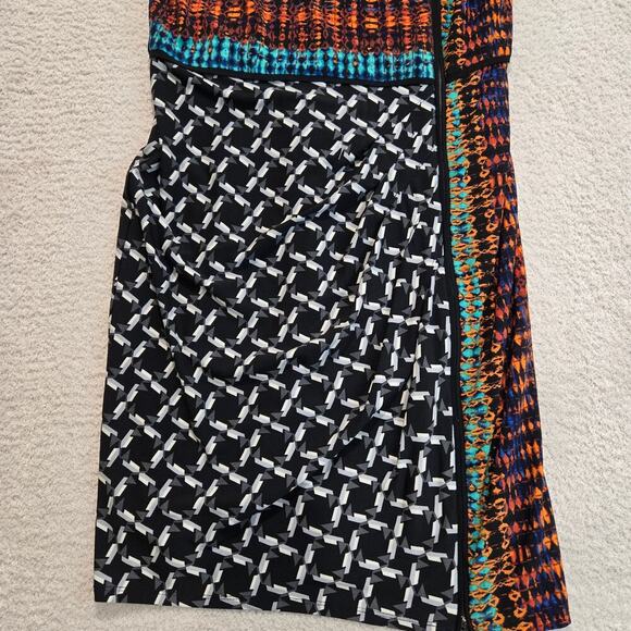 Laundry Shelli Segal Zipper Front Dress Sz10 Bodycon Multicolor Office Siren - Picture 3 of 10
